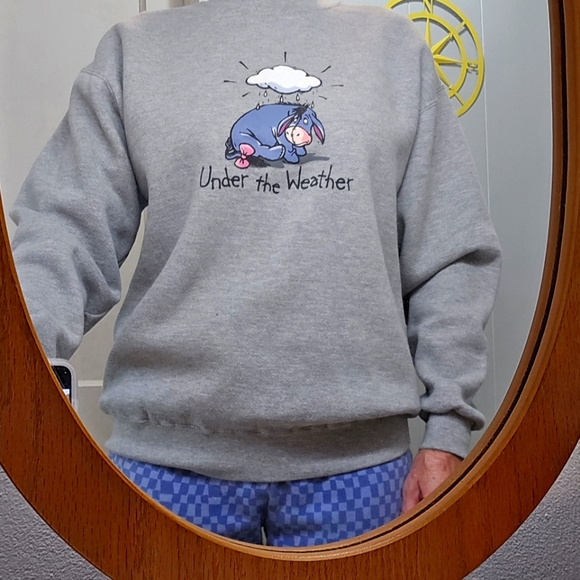 Vintage Disney Store Eeyore Sweatshirt Sz. Med. "Under the Weather" Comfy Soft - Picture 3 of 14
